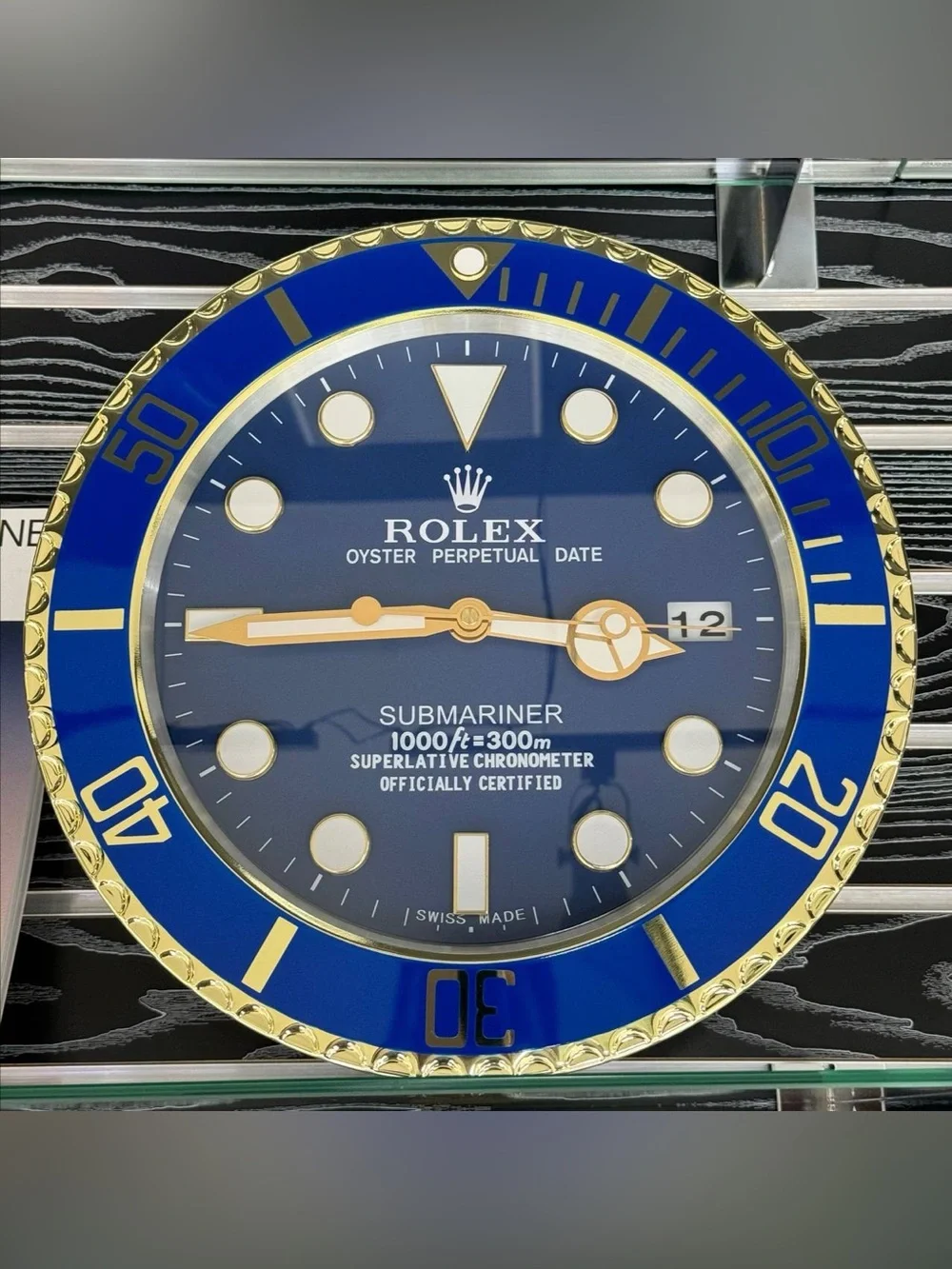SUBMARINER Bluesy Wall Clock | Yellow Gold Bezel Insert & Blue Dial